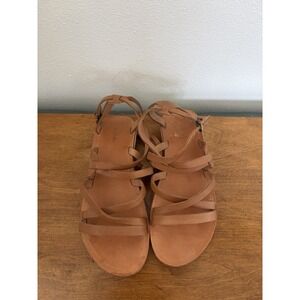 Olukai Women's Poiu Gladiator Leather Sandal Size 7 Brown Adjustable Strap